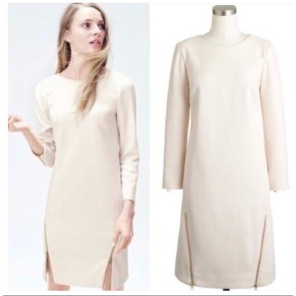 J.Crew Dresses & Skirts - J.CREW White Shift Dress Double Zip Lined Size 6